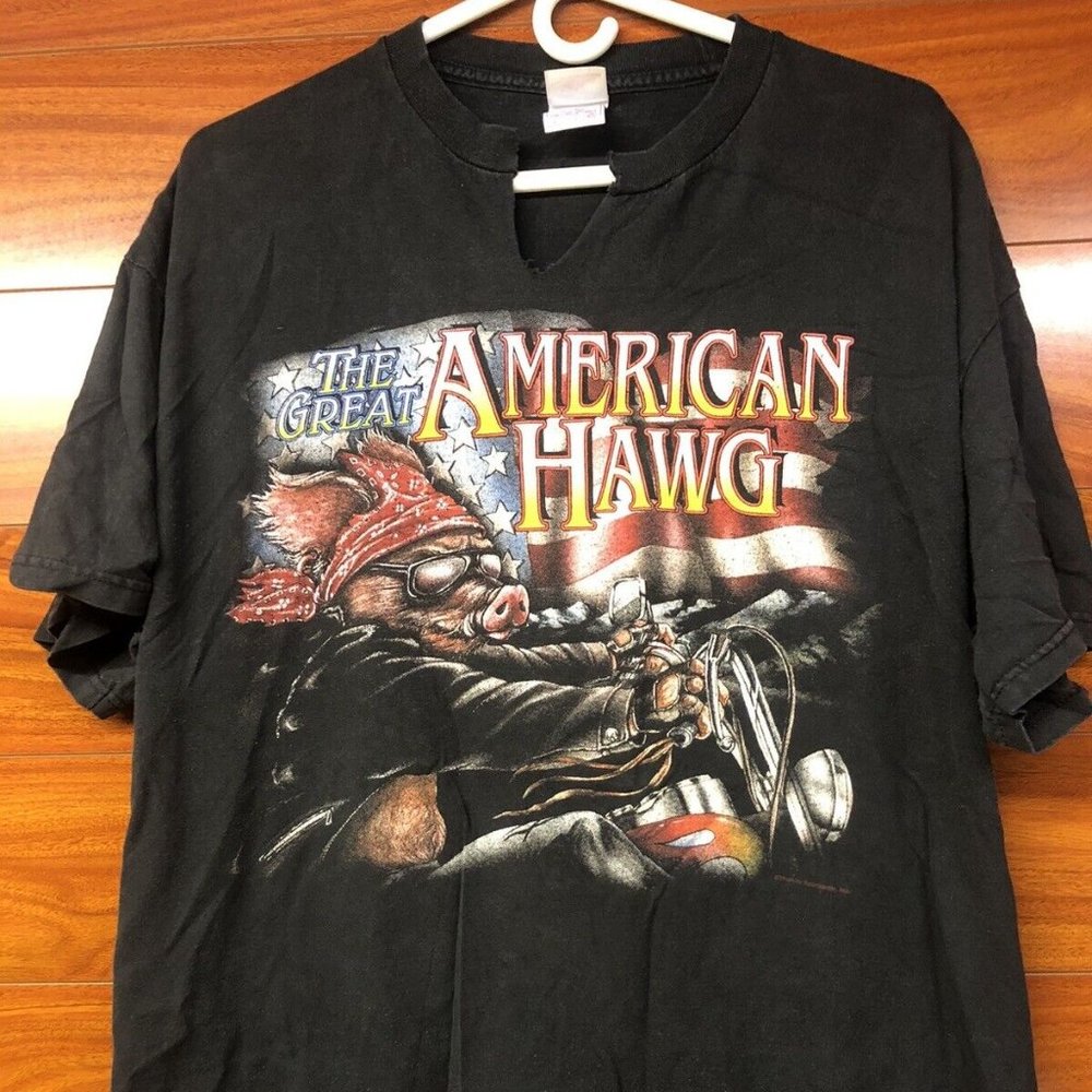 The Great American Hawg Distressed Biker T Shirt Tennesse River Sz XL